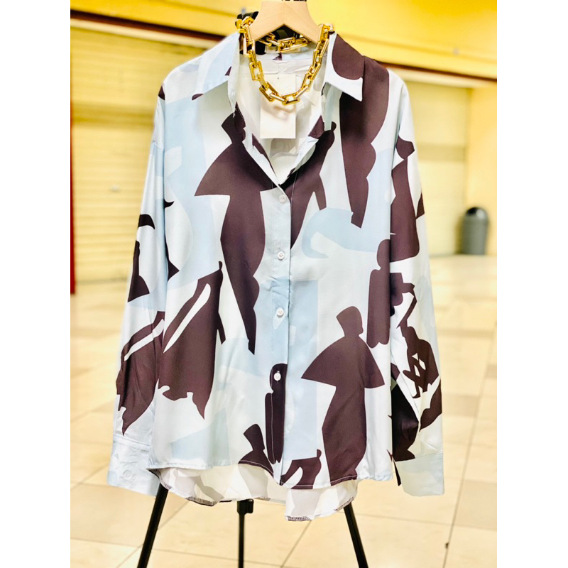 New kemeja Wanita motif Terbaru Ld 120cm Pjg 73-76 cm bahan silk bkk