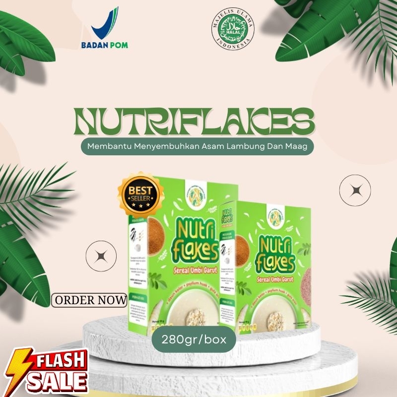 

utriflakes Original Sereal Umbi Garut & Daun Kelor - Solusi Terbaik Atasi Asam Lambung Makanan Diet