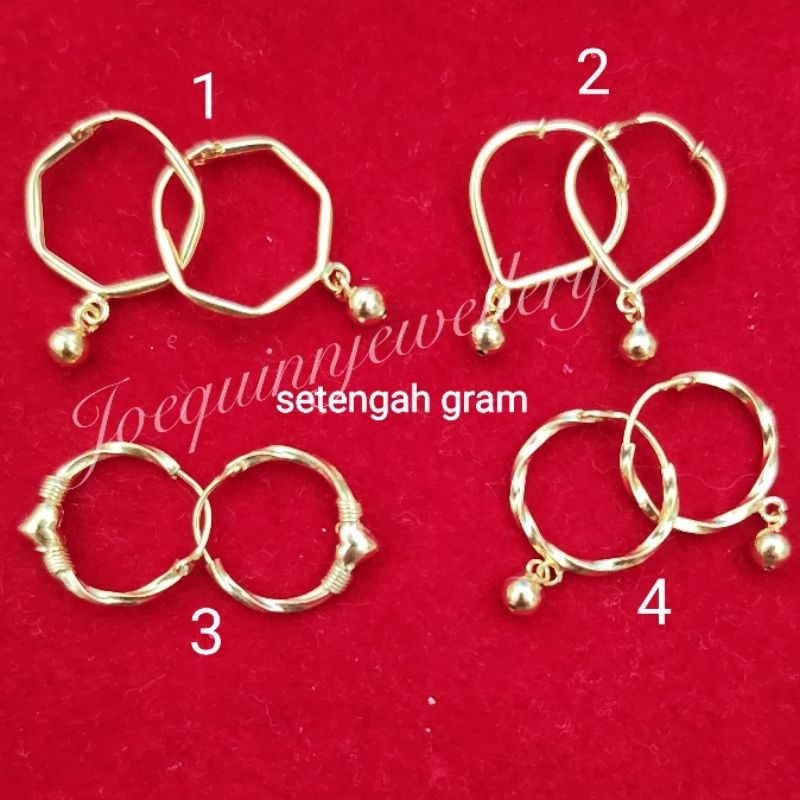 anting ring berbagai model emas muda