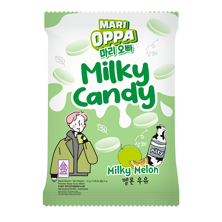 

permen milky candy mari oppa rasa melon 1 renteng 10sachet / permen suSU