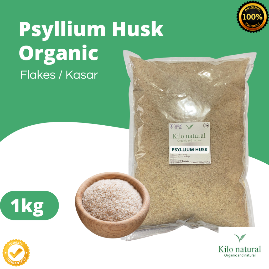 

Psyllium Husk Organic 1kg / Psyllium Husk Organik Flakes / Kasar 1kg