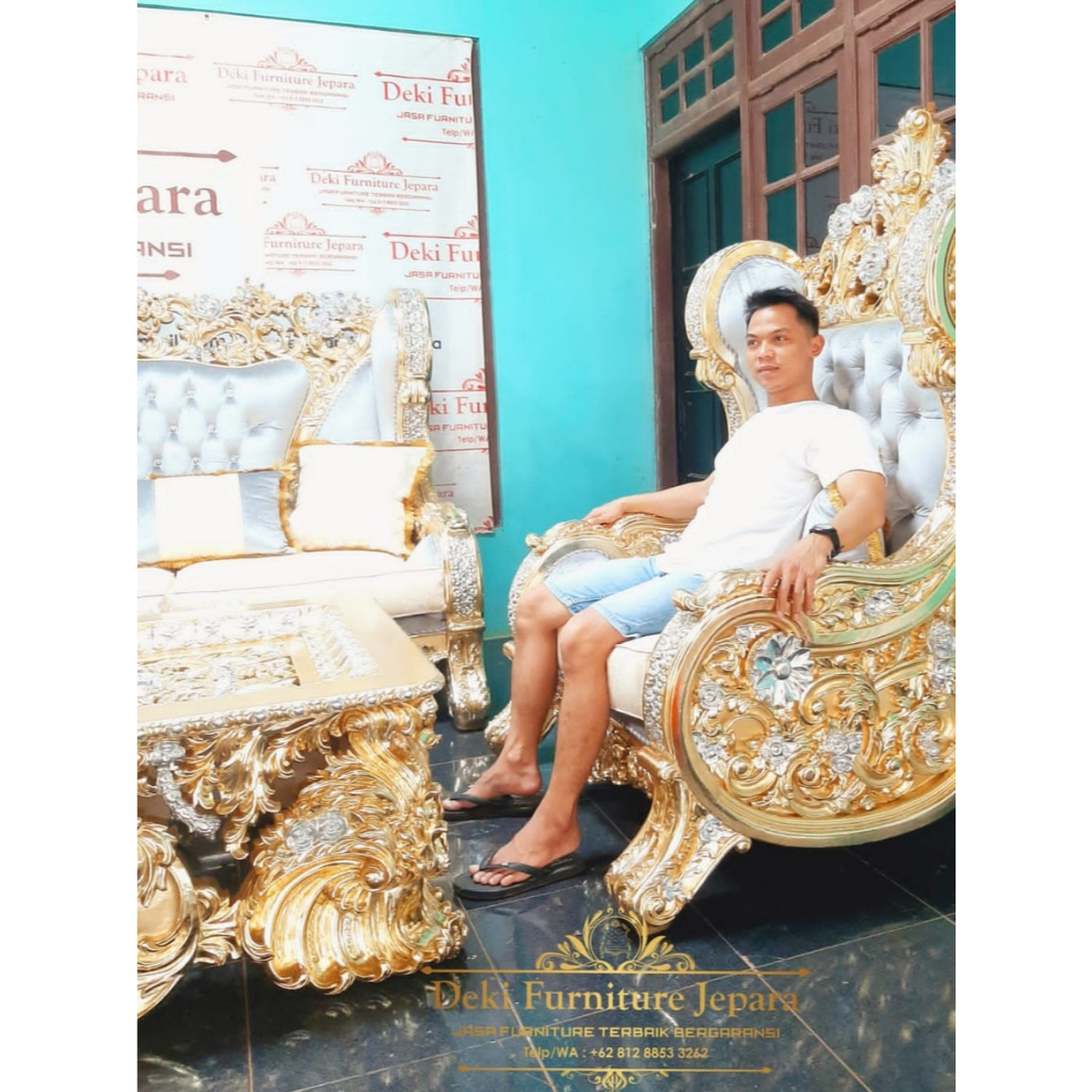 SOFA RUANG TAMU JEPARA MEWAH TERBARU ELEGAN JUMBO KAYU JATI / KURSI SOFA TURKEY / RAJA / SULTAN