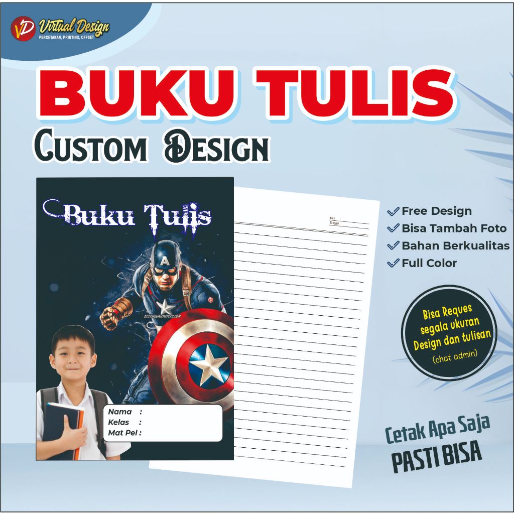 

BUKU TULIS CUSTOM || BUKU TULIS ANAK || BUKU TULIS SEKOLAH CUSTOM A5 || BISA REQUEST