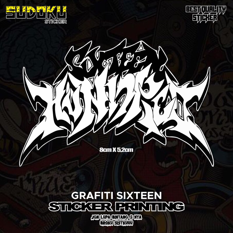 

STICKER STIKER PRINTING SIXTEN GRAFITTI VIRAL |STICKER BAND |STICKER HELM |STICKER LAPTOP