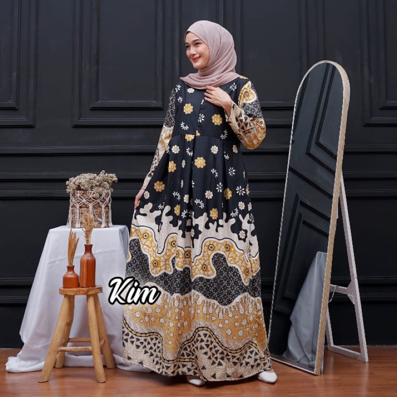 Gamis wanita motif batik Gamis batik standart jumbo