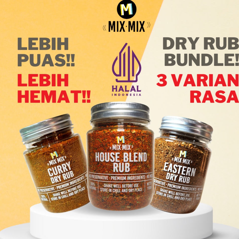 

Cuma hari ini Bundle Paket Mixmix Dry Rub isi 3 Toples 11gr