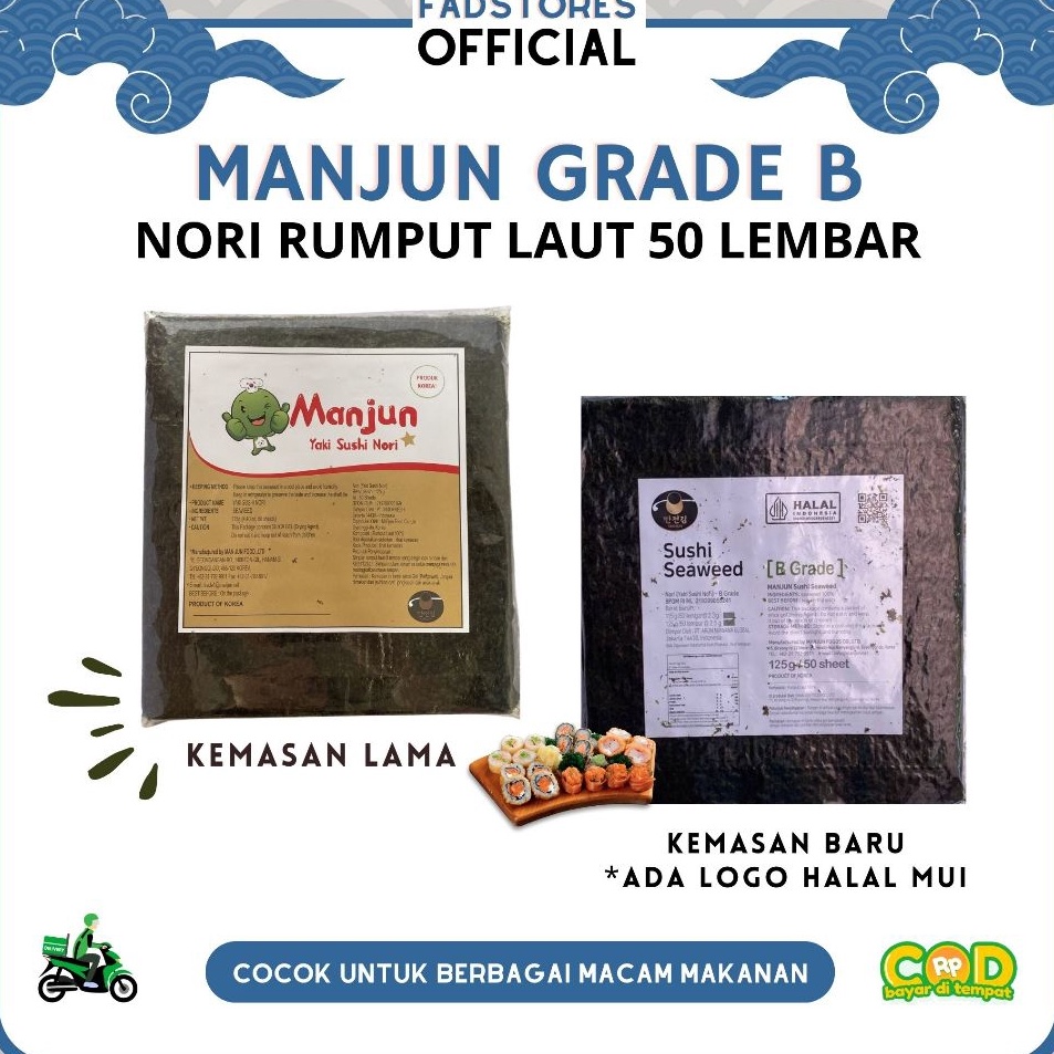 

Banting harga Nori Rumput Laut Manjun 1 Pack 5s Manjun Seaweed Nori Sushi Halal