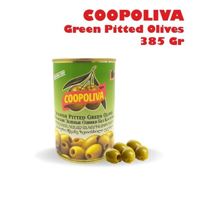 

Baru COOPOLIVA Green Pitted Olives Buah Zaitun Hijau Utuh 385 Gr