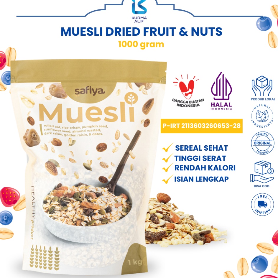 

Top banget Muesli Safiya 1 Kg Oatmeal Dried Fruit Almond Mete Sereal Diet Sehat