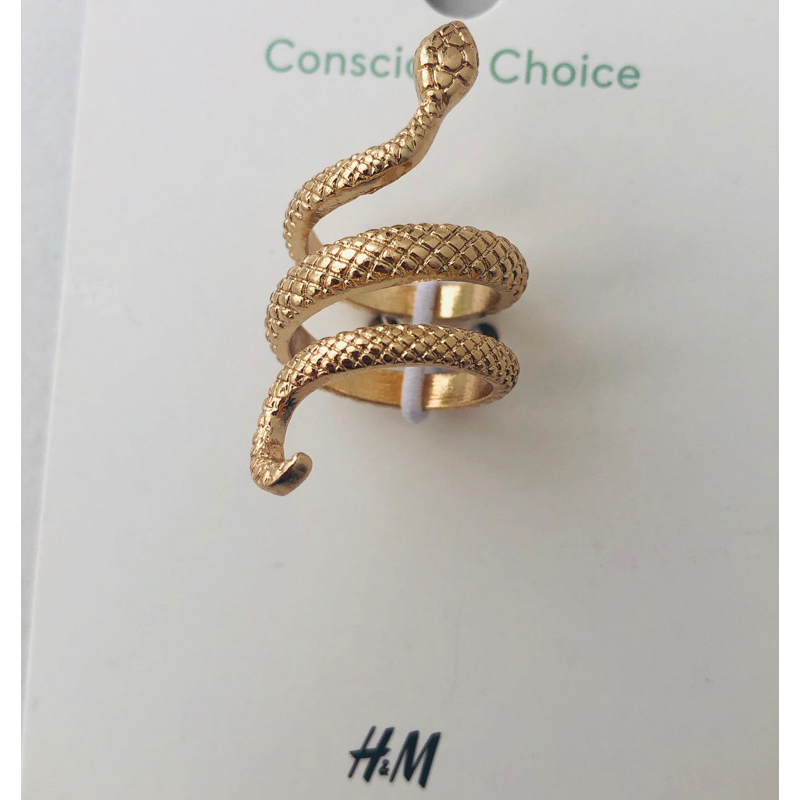 cincin h&m wanita Original warna Gold motif ular cincin wanita warna emas