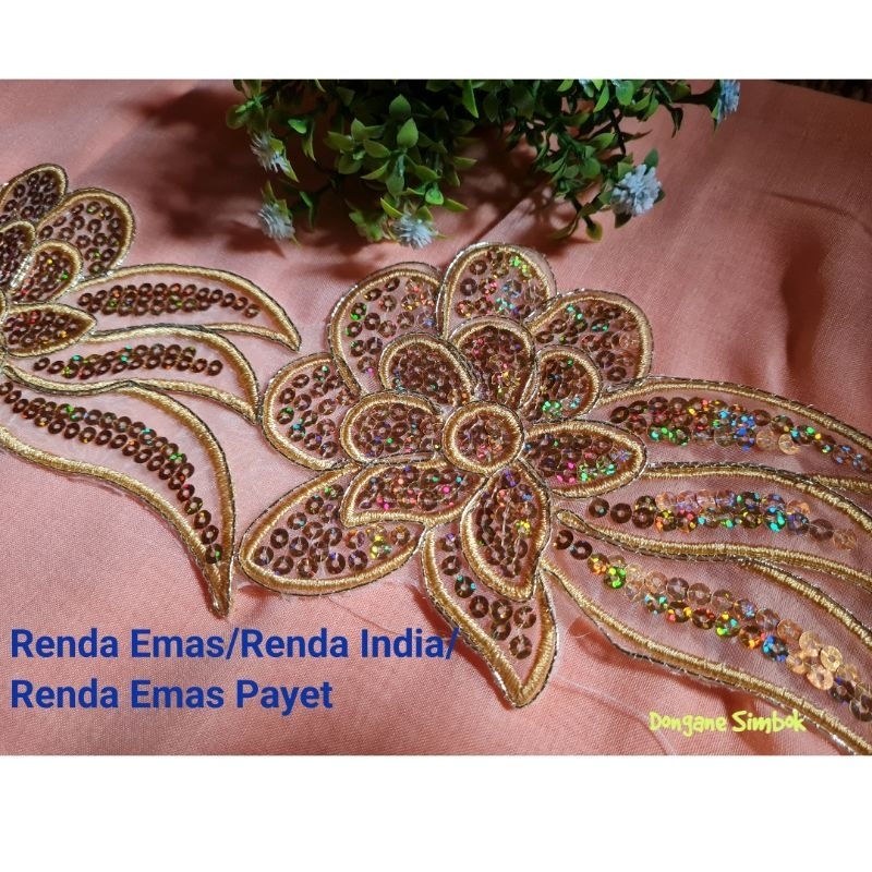 Renda emas/Renda India/Renda Emas Payet ukuran 9 cm.