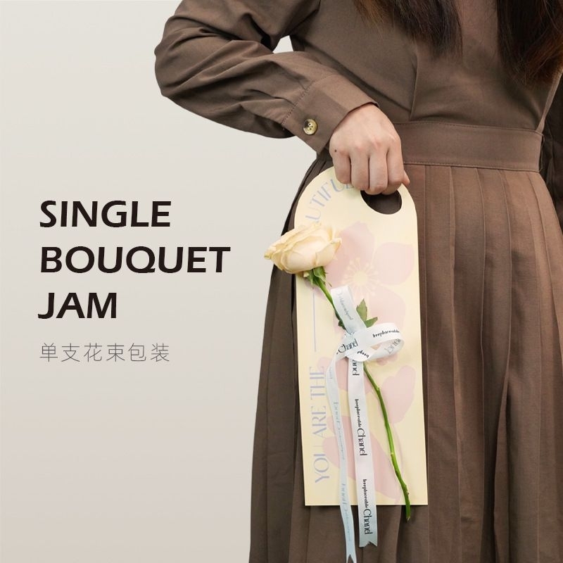 

(MIN 5 PCS) SINGLE BOUQUET CARD HANDLE, korean style single flower wrap