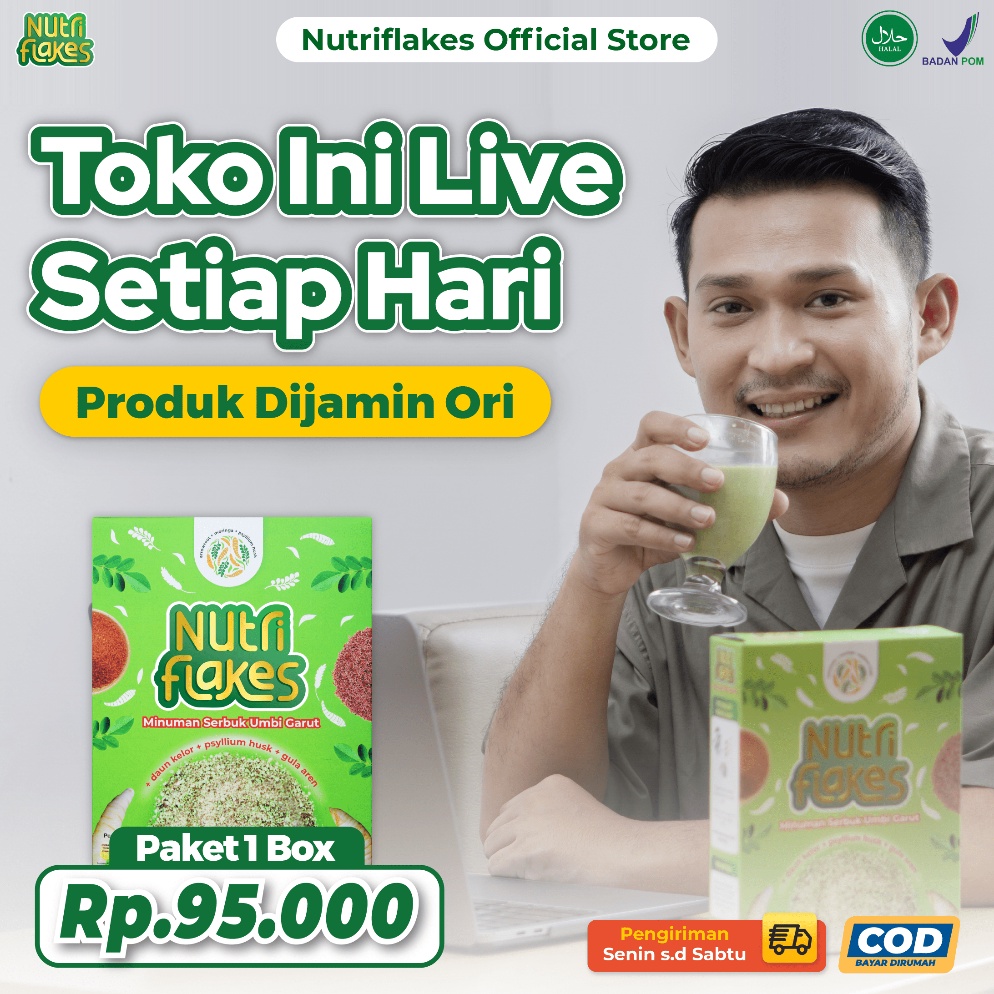 

Promotion Nutriflakes Sereal Umbi Garut Membantu Meredakan Asam Lambung Paket 1 Box