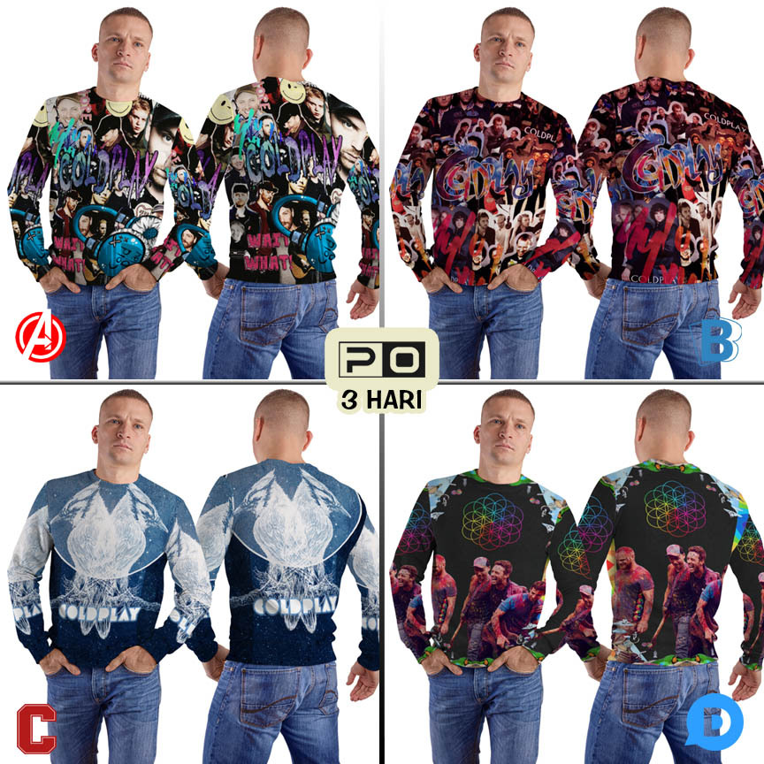 Crewneck Coldplay Band Sweater Fullprint Bahan Polyester Jersey | SKU-2499502