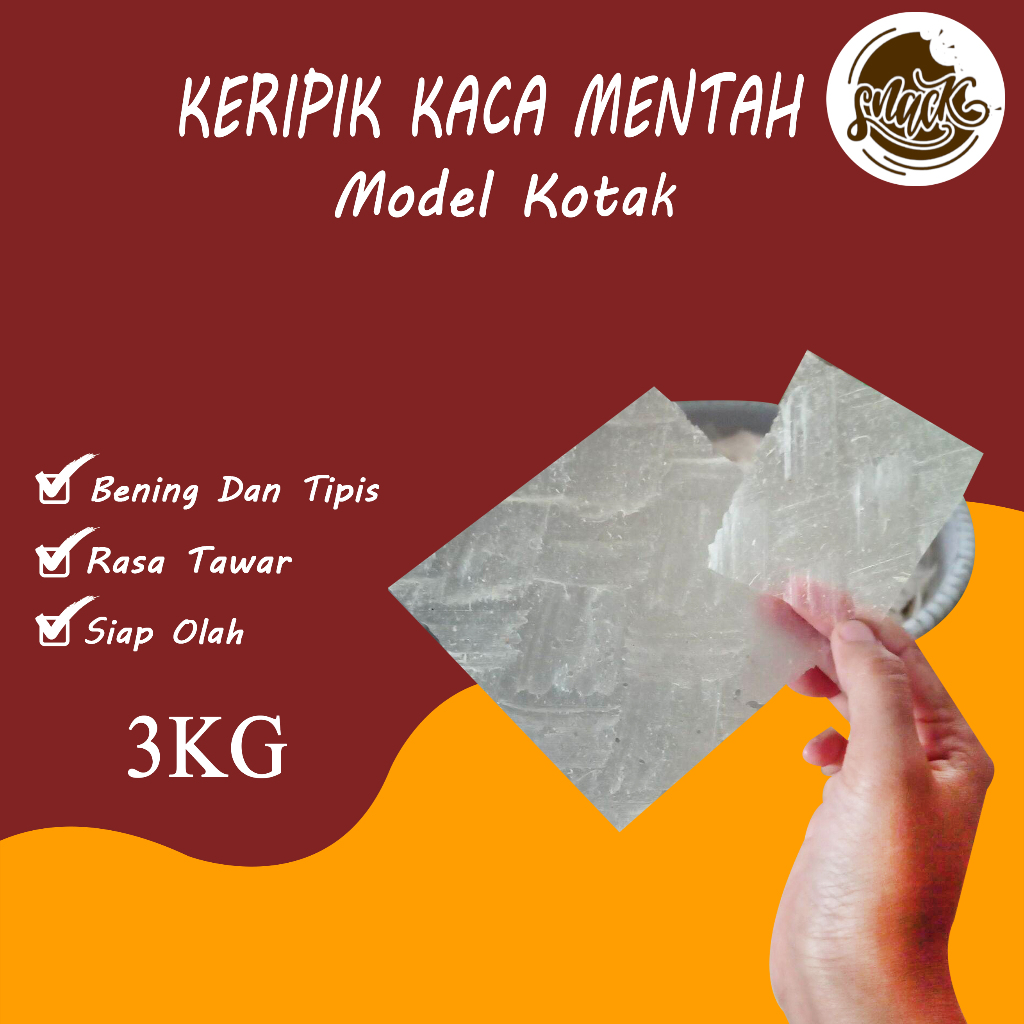 

Keripik Kaca Kotak Kiloan Mentah 3Kg Bening Super Tipis