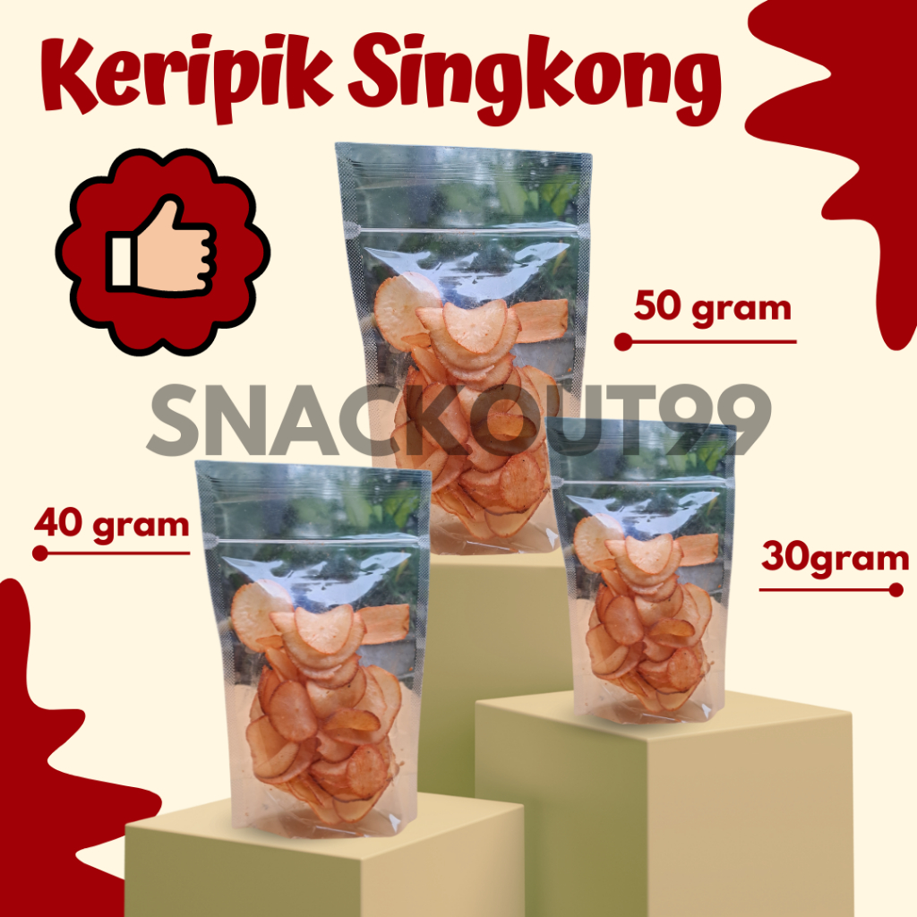 

[KEMASAN EKONOMIS] Keripik Singkong Pedas Balado 40 gram Termurah Terenak