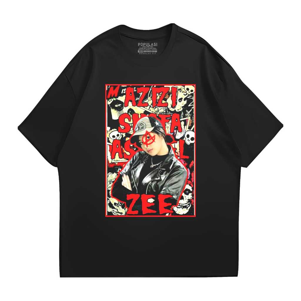 Populasi Official Tshirt ZEE JKT 48 Vintage lengan pendek hitam Kaos distro Unisex