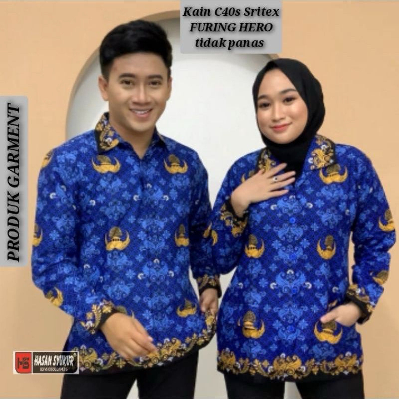 BATIK KORPRI TERBARU 2022, BATIK KORPRI PRIA, BATIK KORPRI WANITA, BATIK KORPRI KERAH HITAM, SRAGAM 