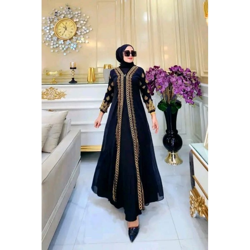 MAMACHA - Abaya turkey set outer jersey super mix ceruty baby doll PREMIUM | Mewah elegan modis cant