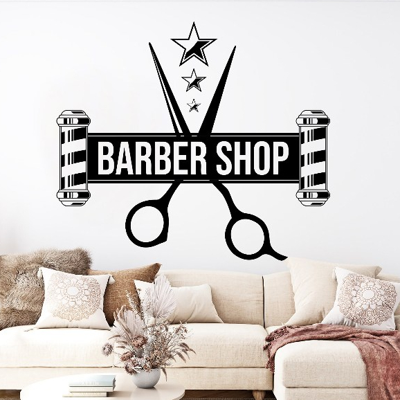TERMURAH Stiker dinding dan kaca barbershop termurah / stiker dinding barbershop / stiker kaca barbe