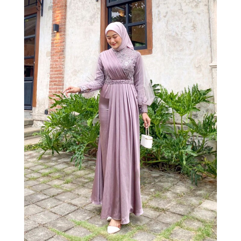 AMARA DRESS - SPECIAL GAMIS BUSUI RESLETING DEPAN GAMIS KOMBINASI BROKAT