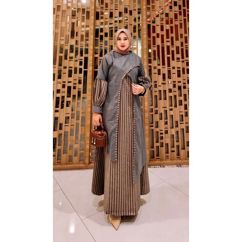 GAMIS FASHION BAHAN LINEN MIX LINEN SALUR GARMEN - GAMIS PREMIUM - GAMIS MEWAH DAN MURAH