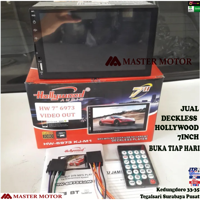 Headunit DECKLESS HOLLYWOOD 7 inch HW 6973 KJ M1 MIRRORLINK MP5 USB SD Doubledin Tape Audio Mobil Ca