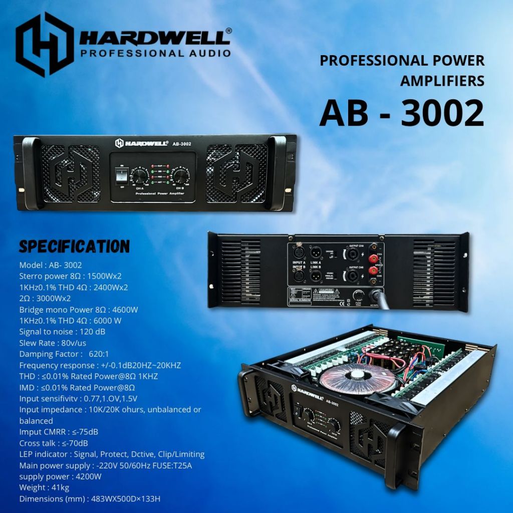 Power Ampli Hardwell AB 3002 AB3002 Power Hardwell AB-3002 Power 2x 1500 Watt / 8 Ohm Original