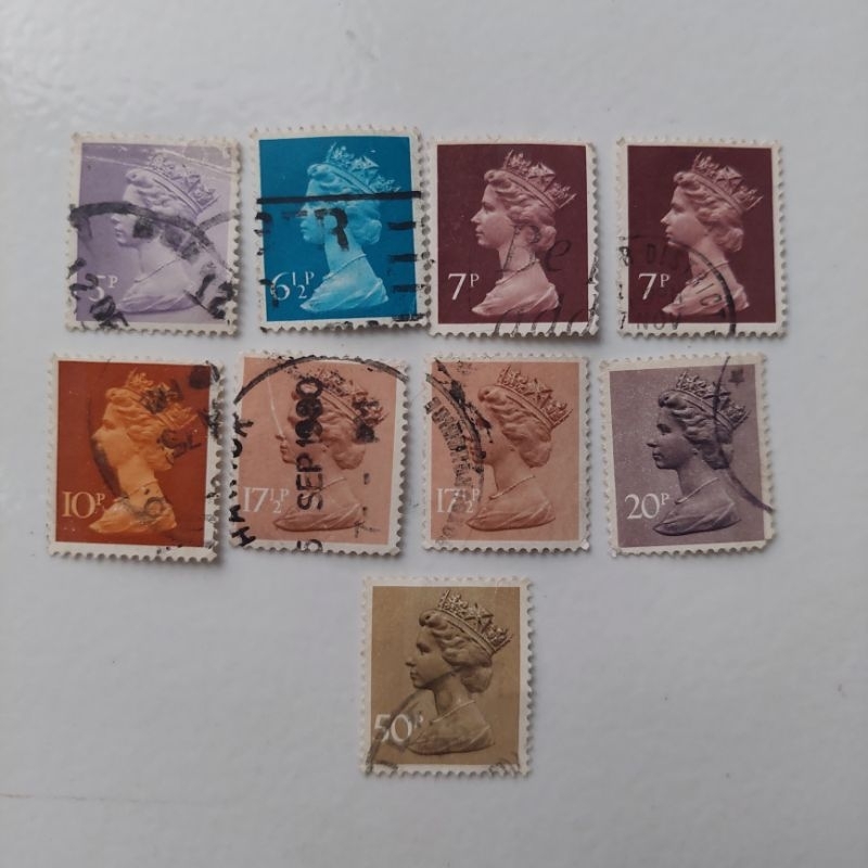 

Perangko Inggris 9 Keping Used Elizabeth II - Prangko England United Kingdom