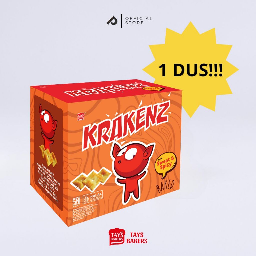 

KRAKENZ CRACKERS SNACK CAMILAN RASA PEDAS MANIS 25gr 1 DUS ISI 6 BOX - GROSIR