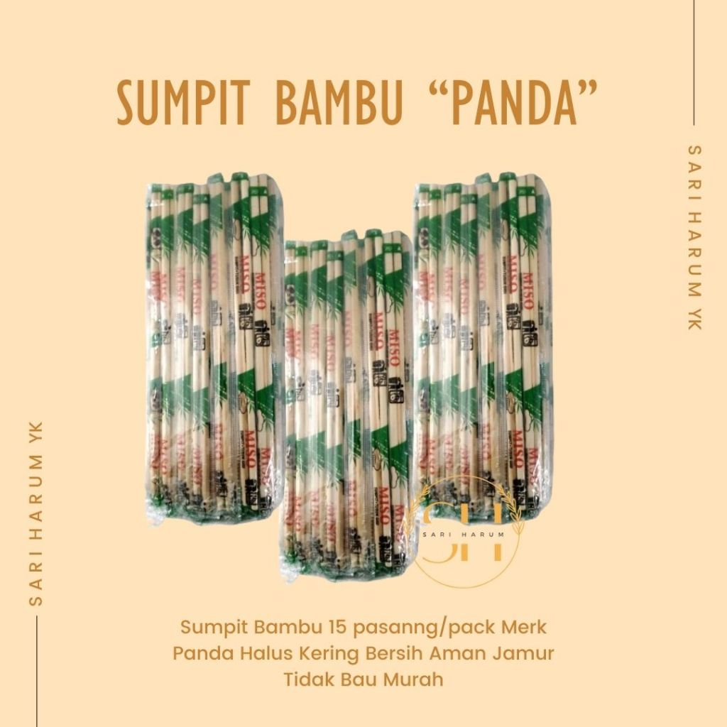 Sumpit bambu panda | sumpit bambu isi 15 pasang murah