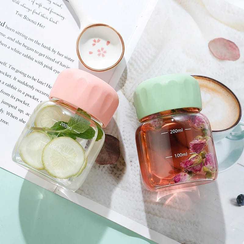 SKY Botol Minum Jus Kaca Botol Minum Air Mini Anti Tumpah Botol Minum