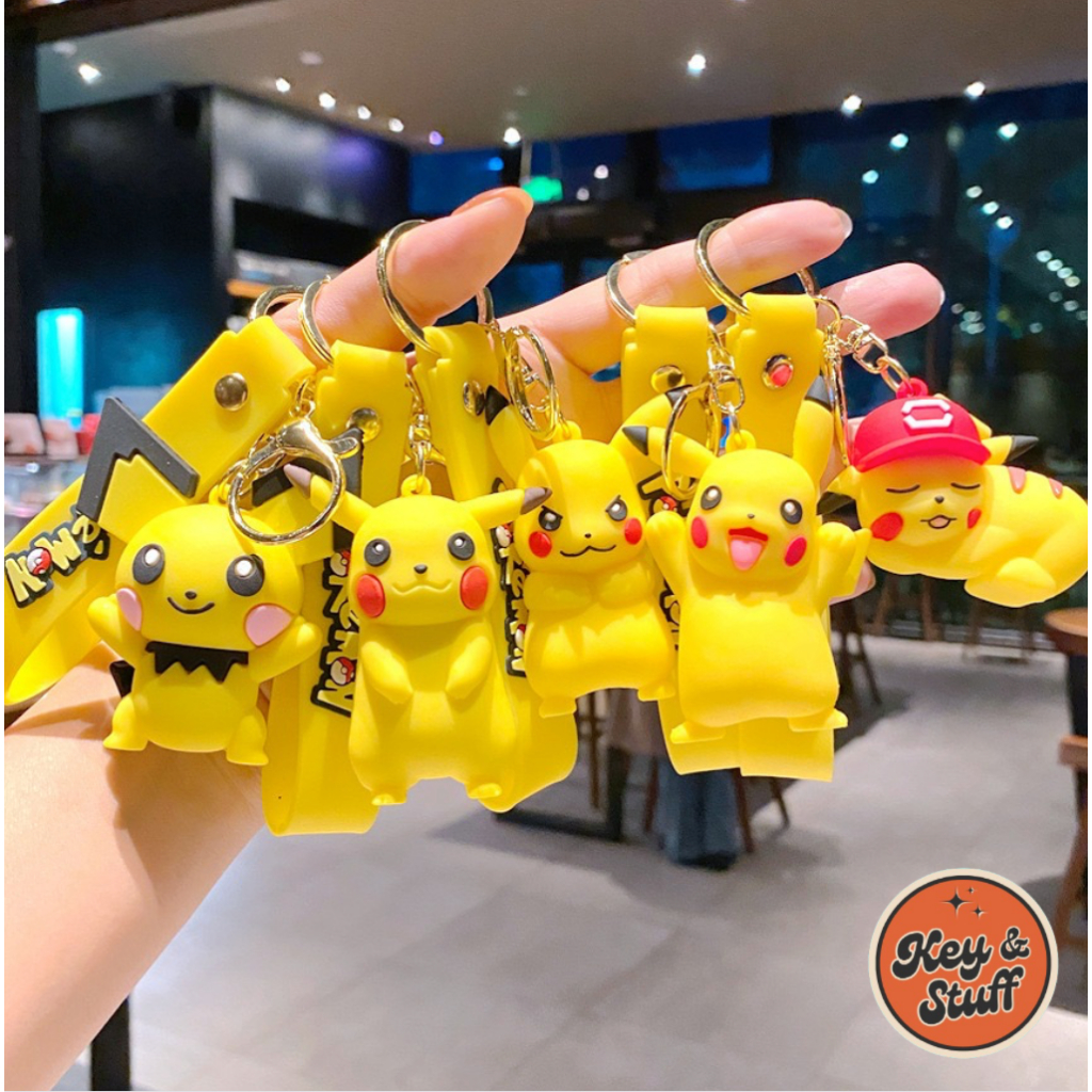 Gantungan Kunci Desain Kartun Pikachu Pokemon Untuk Tas Sekolah / Gantungan Kunci Mobil Motor KeyCha