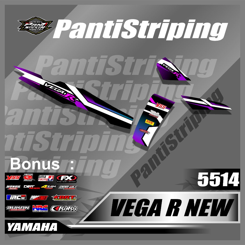 Stiker skotlet VEGA R NEW List Variasi Semifull Racing -Striping Motor vegar new Desain terbaru