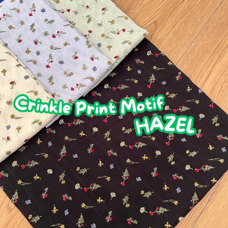 Kain Crinkle Airflow Motif Hazel Premium (Per 0.5 Meter) / Cey Crinkle Airflow Motif print Premium
