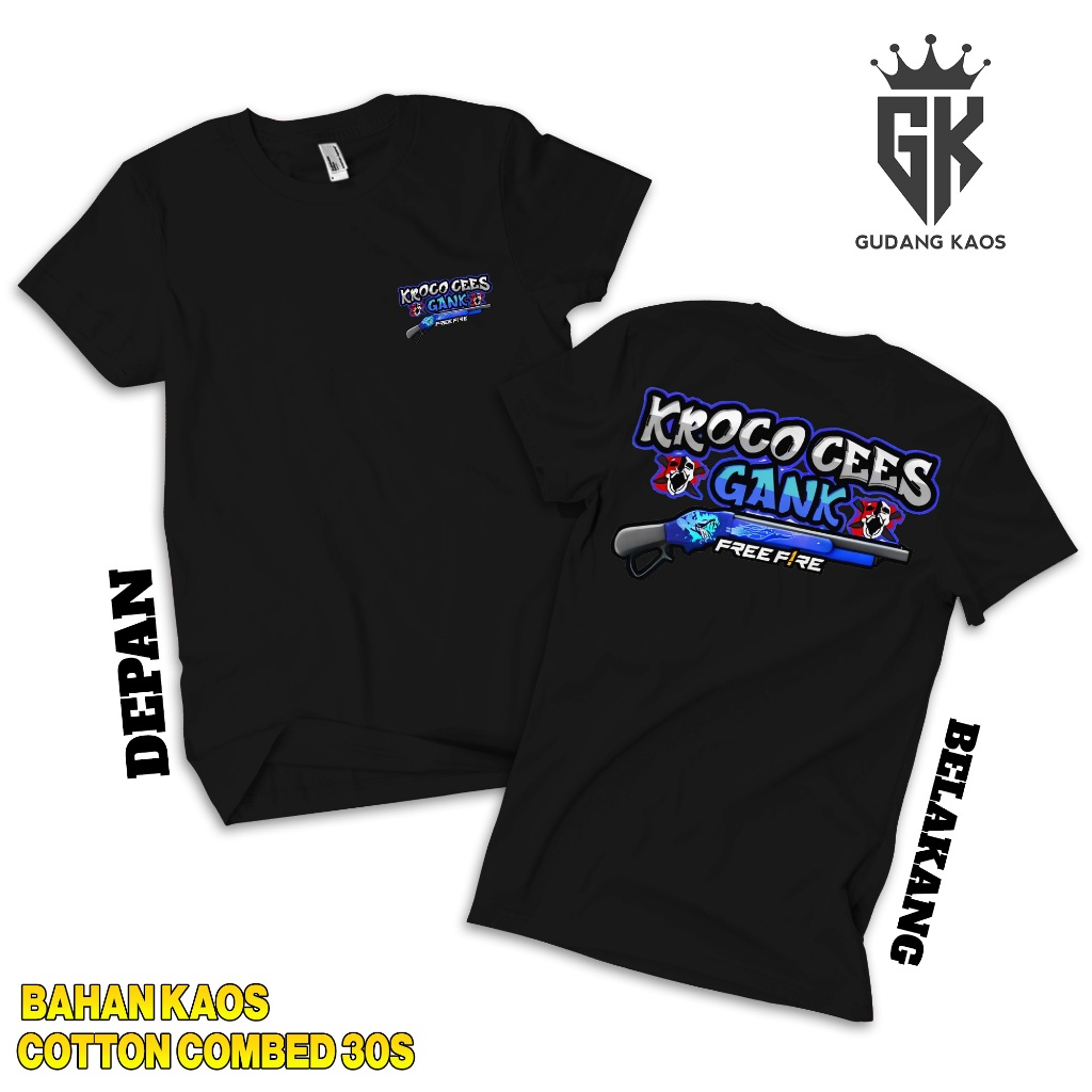 Gudang Kaos FF Kroco Cees Gank Versi SG Mamba - Baju Free Fire SG2 - Kaos Distro Pria Cotton Combed 