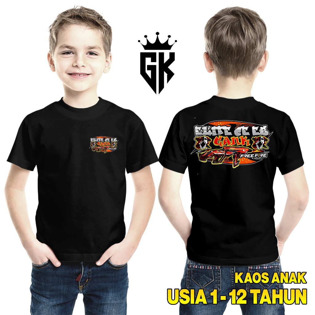 Gudang Kaos FF Elite Cees Gank Versi MP40 Cobra V2 - Kaos Anak Usia 1 Tahun Sampai 12 Tahun - Baju A