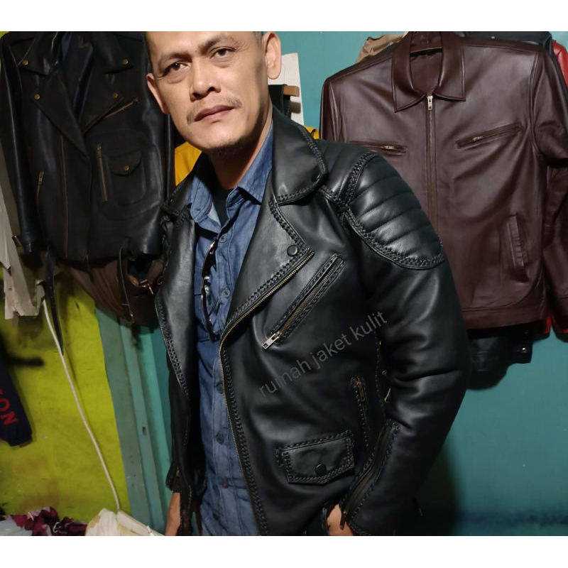 rumah jaket kulit - jaket kulit sulam asli domba model ramones terbaru