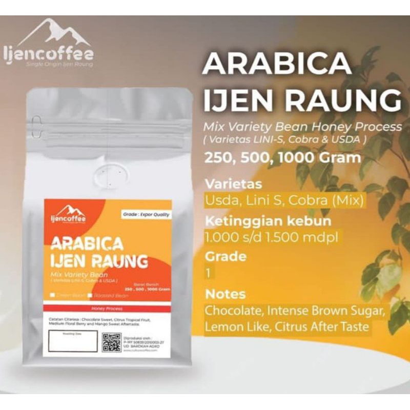 

Kopi Arabika Ijen Raung Honey Proses 250gr