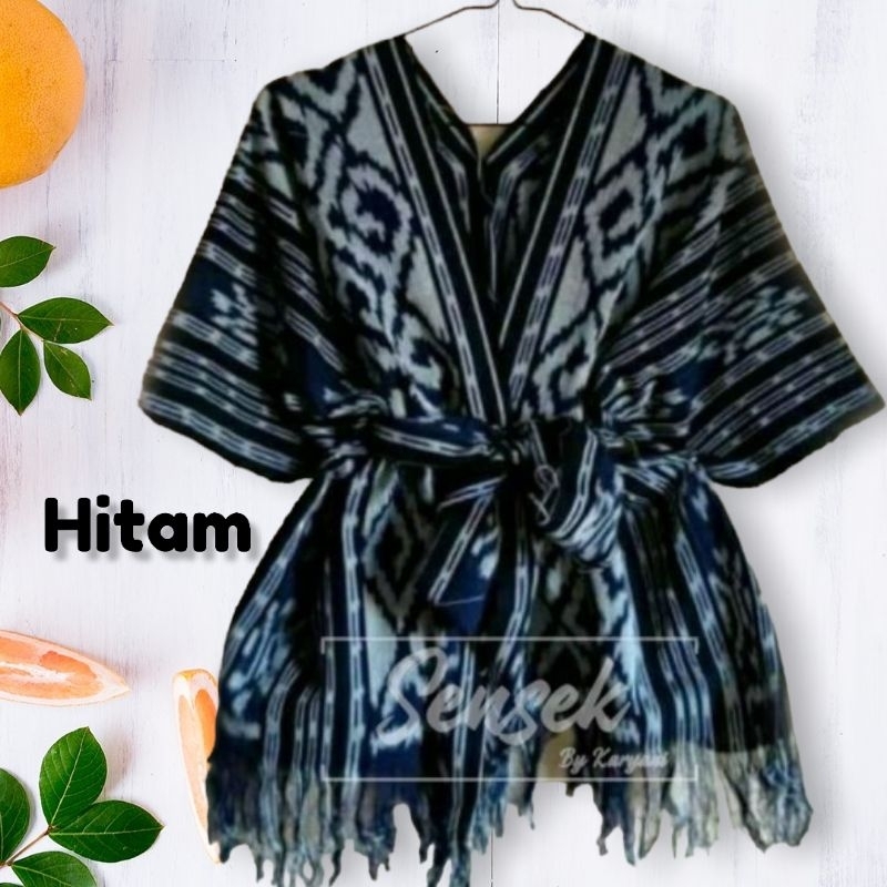 Baju Tenun Pendek Tali Pinggang