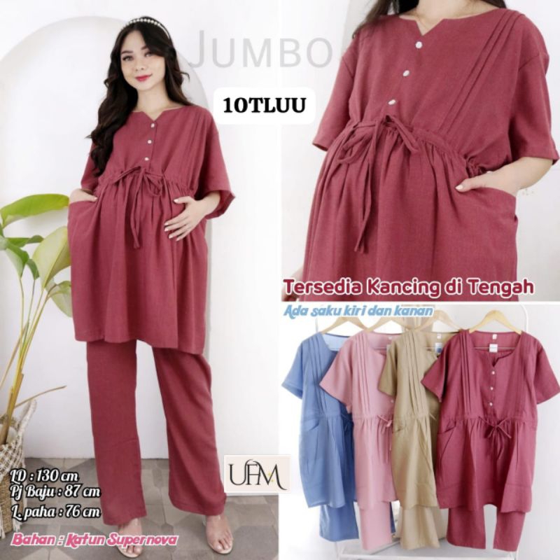 Setelan Ibu Hamil Celana Panjang | One Set Jumbo Bumil