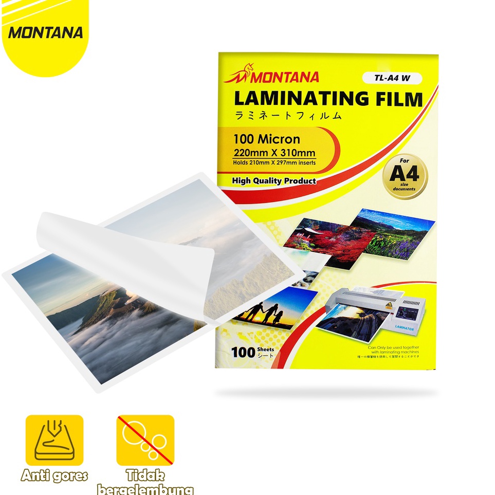 

Serbu Murah MONTANA Laminating Film Plastik Laminating Montana TLA4W A4