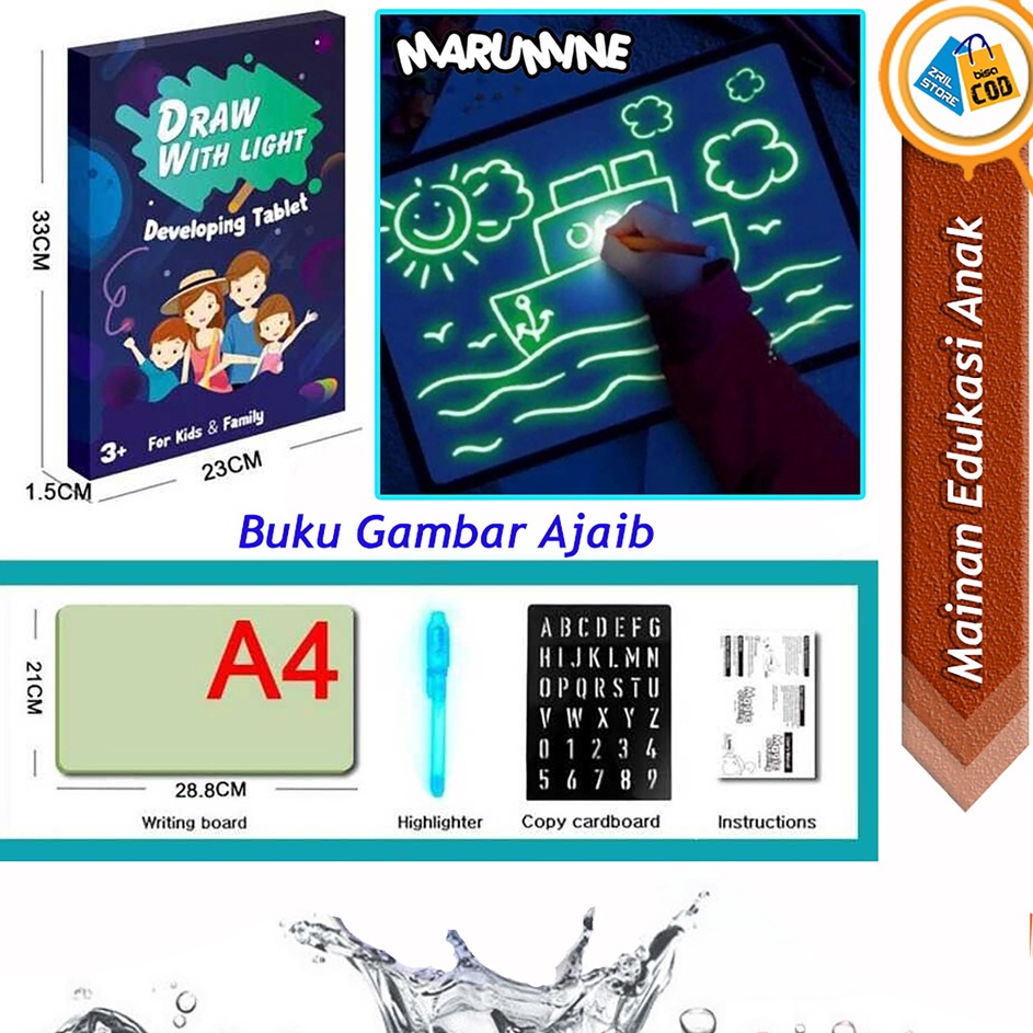 

Diskon Gembira Mainan Edukasi Papan Buku Gambar Ajaib Magic Luminous Drawing Board A4 F66