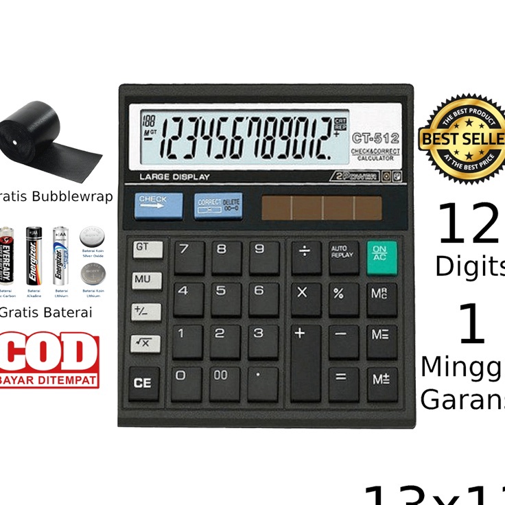 

Promo Terbatas Kalkulator Citizen CT 512 12 Digit Calculator Check Dual Two 2 Power