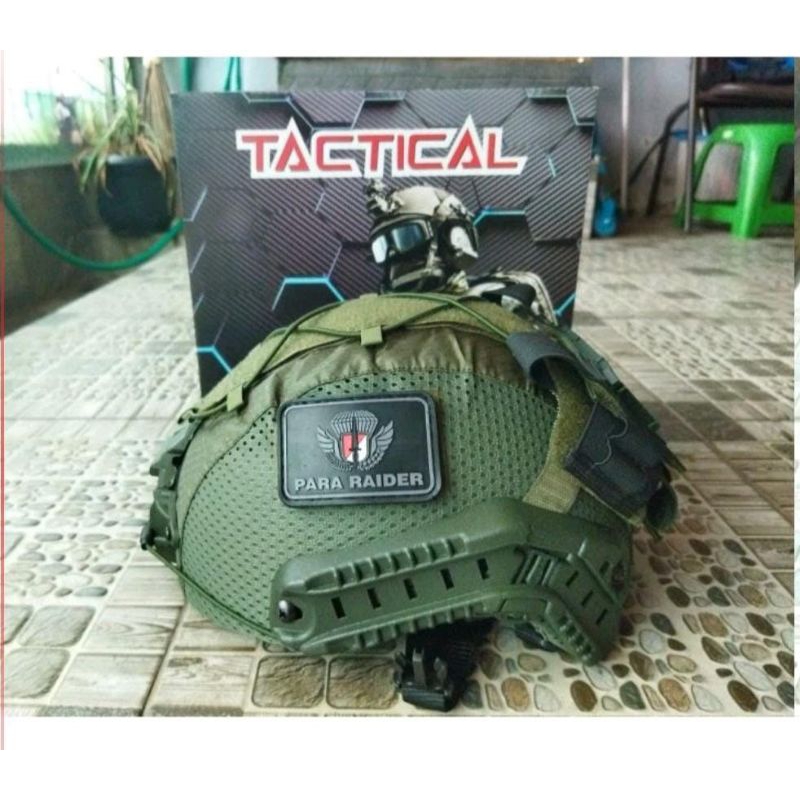 Helm Mich Tactical 2001 Hijau Army Plus Cover Emerson Terbaru