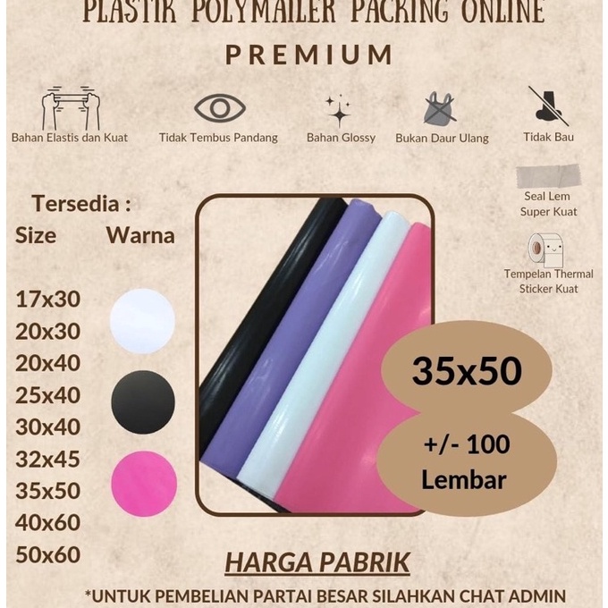 

Pusat Original PREMIUM Polymailer 35x5 Polymailer Pink 35x5 1 lbr Hitam Putih 35 x 5 Amplop Plastik Packing Olshop Glossy Polymailer Putih Polymailer Hitam Elastis