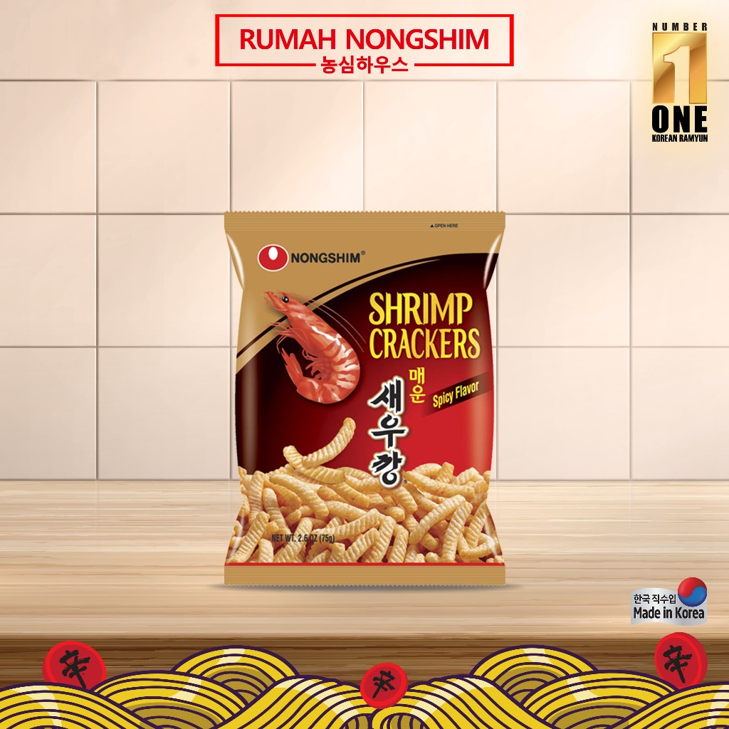 

NONGSHIM - Shrimp Cracker SPICY Flavor 75g Made in Korea [Korean Seafood Snack] [Kerupuk Rasa Udang Pedas]