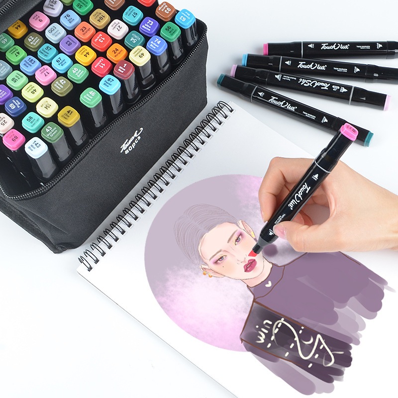 

Ay00! Hoptech-MD Aimilo Spidol Warna Warni 1 Set Sketch Marker 2 Tip Touch Marker 48/60/80 Warna