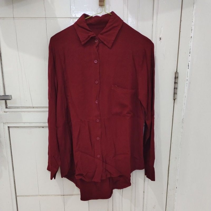PRELOVE! kemeja rayon warna merah