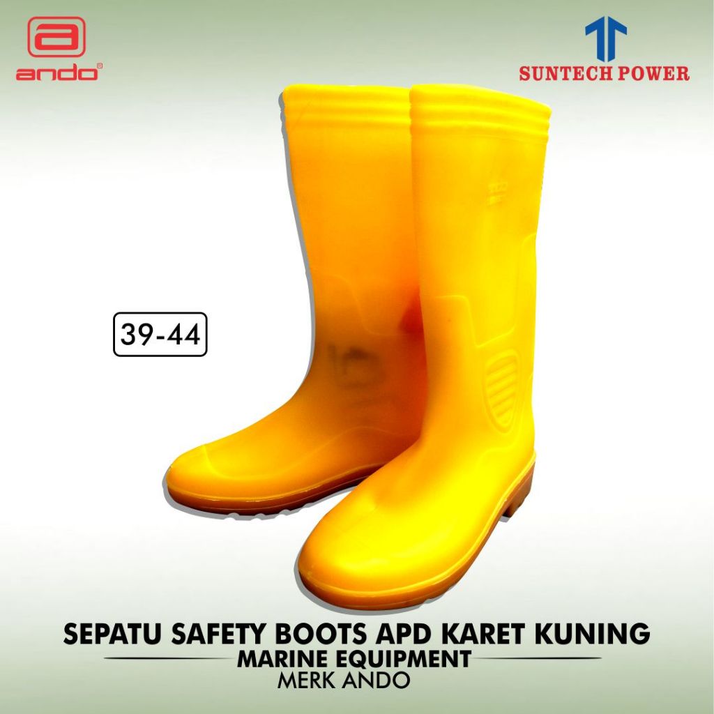 Sepatu Safety Boot Merk Ando Kuning 39 - 44 Rubber Safety Boot Kuning